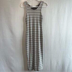 Marine Layer Lexi Rib Striped Midi Dress Grey White - Size S